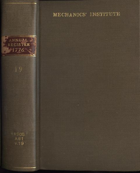 Image for The Annual Register, or a View of the History, Politics, and Literature for the year 1776.