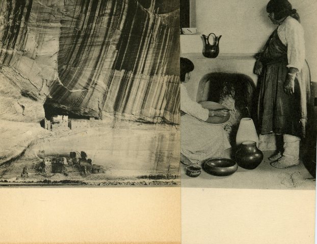 Image for Two Laura Gilpin Postcards: Casa Blanca, Canyon De Chelly, Arizona; and, San Ildefonso Pueblo, Potters.