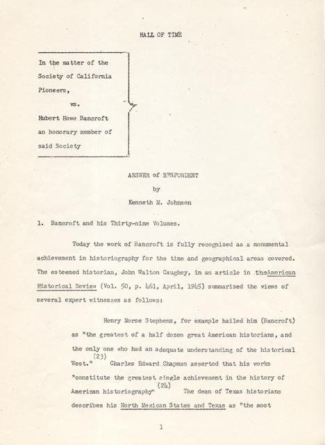 Image for Proceedings of The Society of California Pioneers in Reference to the Histories of Hubert Howe Bancroft. (Including:) Misrepresentations of early California history corrected : proceedings of the Society of California Pioneers in regard to certain misrepr