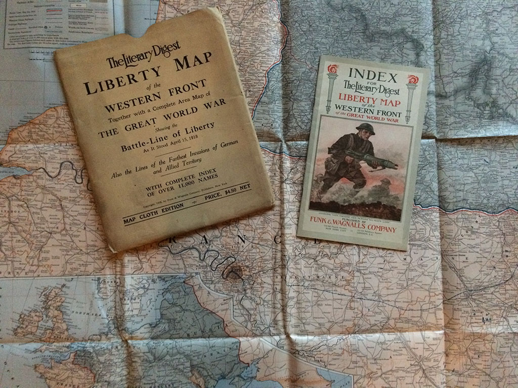 Image for The Literary Digest Liberty Map of the Western Front, Together with a Complete Area Map of The Great World War, Showing the Battle-Line of Liberty As It Stood April 15, 1918. Also the Lines of the Farthest Invasions of German and Allied Territory. With complete index of over 11,000 names.