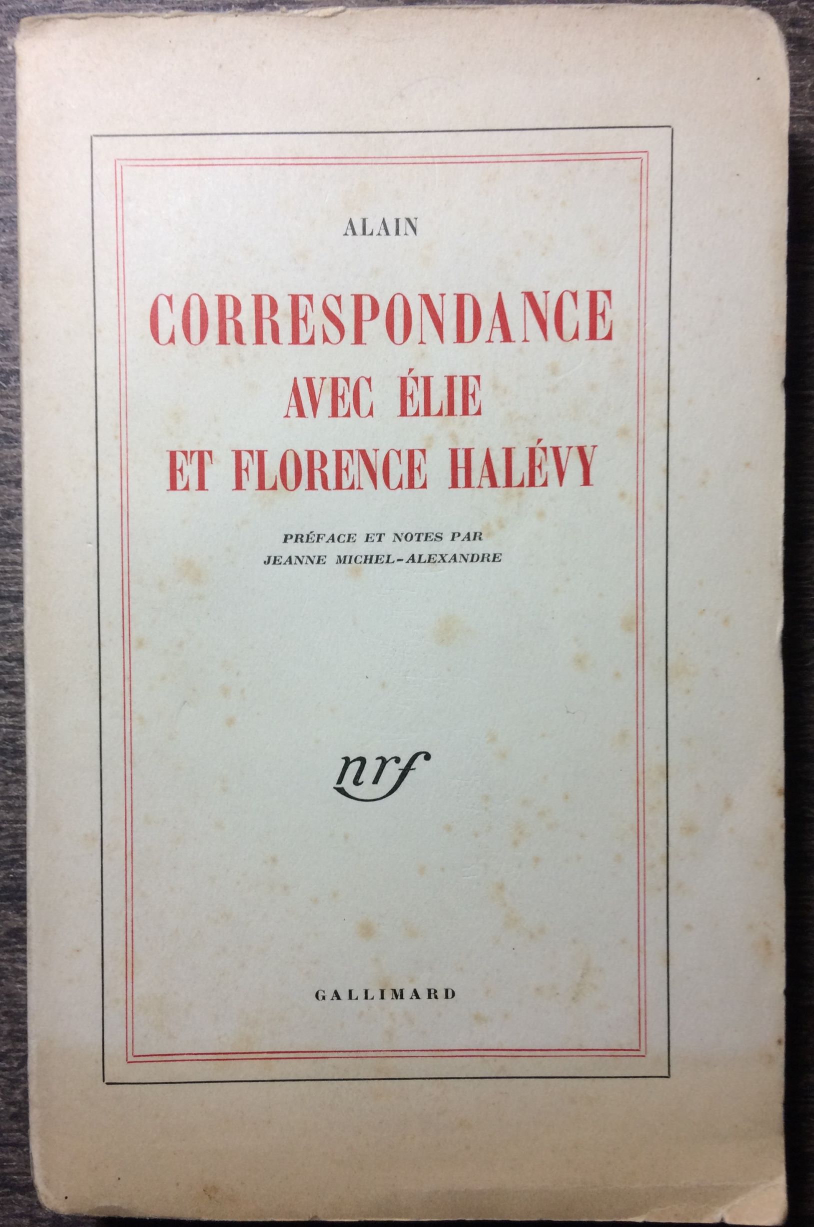 Image for Correspondance Avec Elie et Florence Halevy.